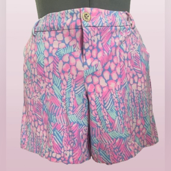 Lilly Pulitzer Jayne Pink sorbet High Altitude stretch shorts sz 14 - Picture 1 of 3